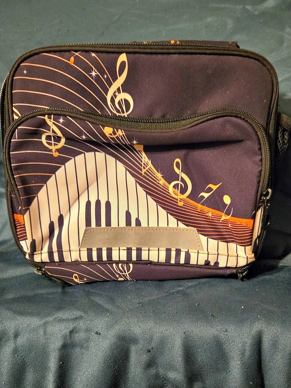 Piano Music Notes Insulated Lunch Bag Black White Thermal Lunch Tote